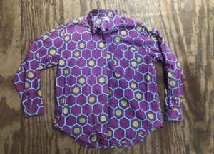 Vintage 90s Hetton Geometric Hexagon Print Button Down Blouse Size Large